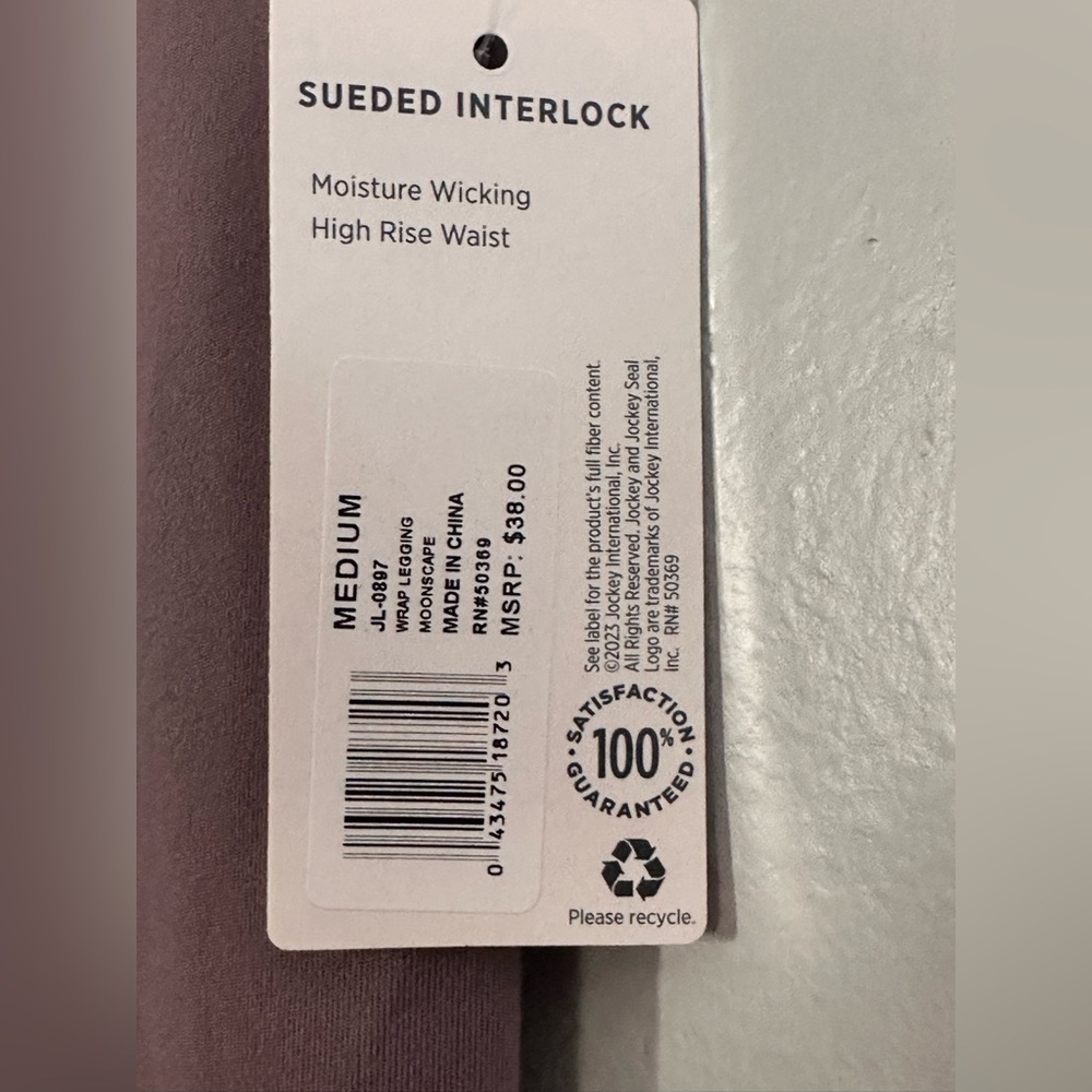 Jockey Woman’s Suede Interlock High Rise Waist Leggings - Size Med - New W/Tag - Picture 5 of 6